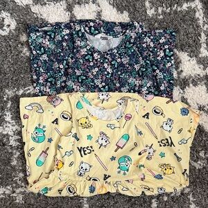 EUC H&M Girls Sleeveless Jersey Flowy Dress Set - Floral and Cartoon Print - 6-8